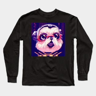 Cutest Shi tzu as anime retrowave Long Sleeve T-Shirt